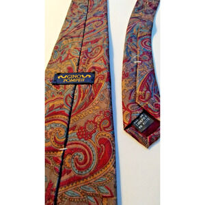Gino Pompeii Men Brown Paisley Neck Tie 56" Long Mutted Color 100% Poly Made USA